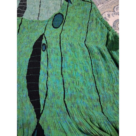 Kaktu Super Stretch Smocked Women's XXL Fish Print Boho Beachy Crinkle Dress - Picture 5 of 11